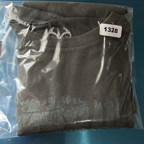 Real Tree Mens Tee Shirt Large Green Flag Antler Logo Outdoors Hunting Chore - Picture 14 of 14